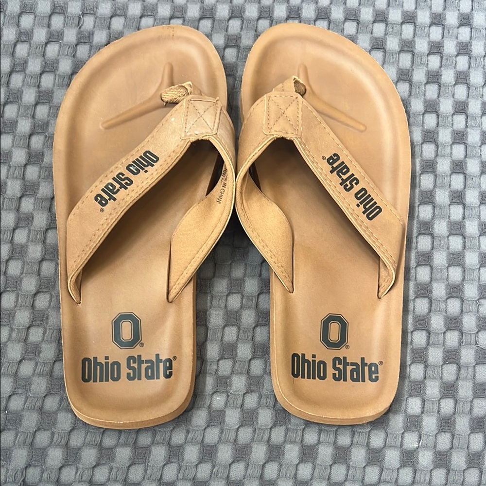 Ohio State Tan Flip Flops
